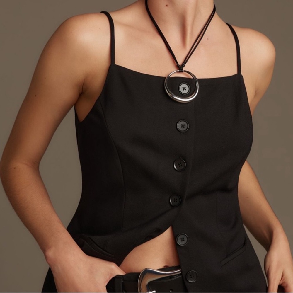 NWT Anthropologie Sunday in Brooklyn Black Button-Up Vest Top